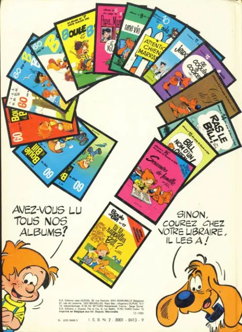Verso de l'album Boule & Bill Tome 11 Jeux de Bill