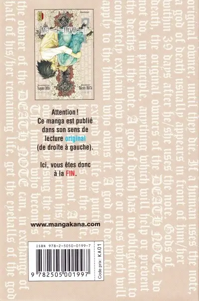 Verso de l'album Death note 7