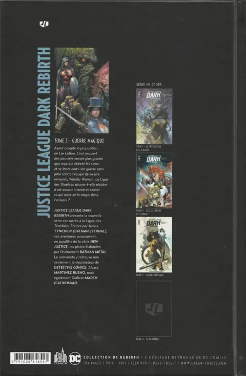Verso de l'album Justice League Dark Rebirth Tome 3 Guerre magique
