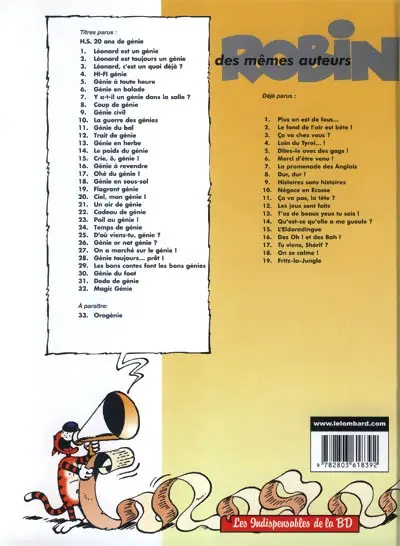 Verso de l'album Léonard Tome 23 Poil au génie !