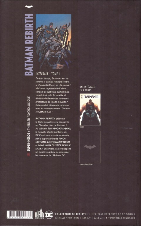 Verso de l'album Batman Rebirth Intégrale Tome 1