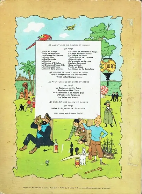 Verso de l'album Tintin Tome 13 Les 7 boules de cristal