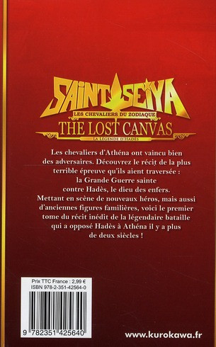 Verso de l'album Saint Seiya the lost canvas 1