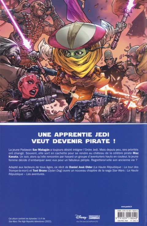 Verso de l'album Star Wars : La Haute République - Les aventures Tome 1 Padawan ou pirate ?