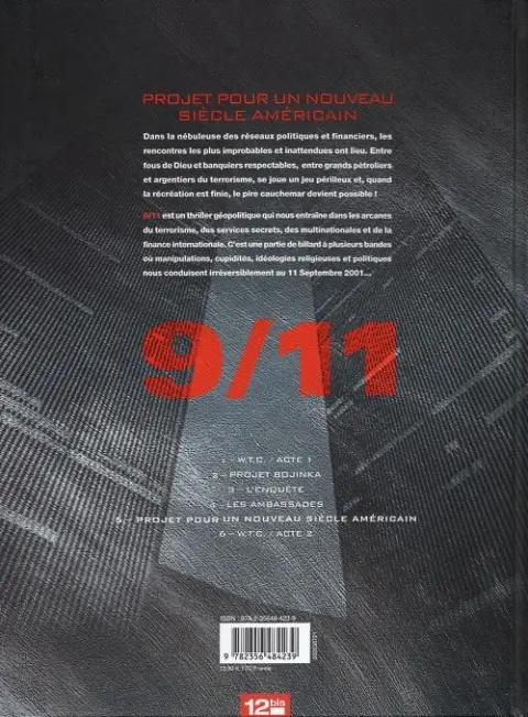 Verso de l'album 9/11 Tome 5 Projet pour un nouveau siècle américain