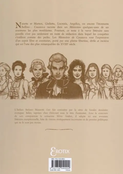 Verso de l'album Mémoires de Casanova Tome 1 Bellino