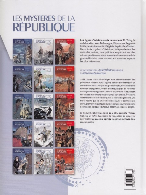 Verso de l'album Les Mystères de la Quatrième République Tome 5 Opération résurrection