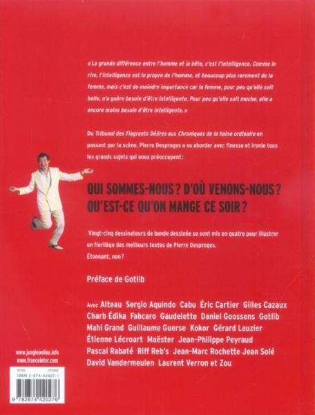 Verso de l'album Pierre Desproges en BD Françaises, Français, Belges, Belges, Lecteur chéri, mon amour