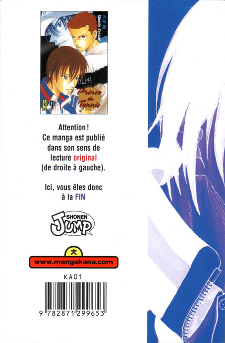 Verso de l'album Prince du tennis Tome 9