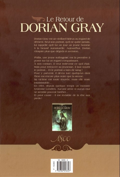 Verso de l'album Le Retour de Dorian Gray Tome 1 Le sacre d'Invisible 1er
