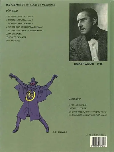 Verso de l'album Blake et Mortimer Tome 6 La marque jaune