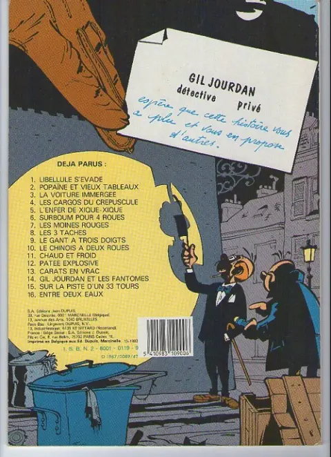 Verso de l'album Gil Jourdan Tome 4 Les cargos du crépuscule