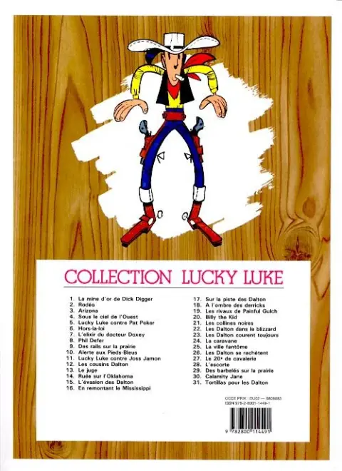 Verso de l'album Lucky Luke Tome 9 Des rails sur la prairie