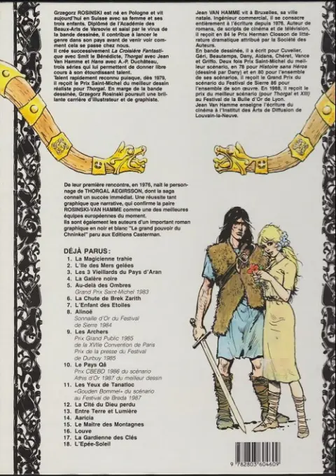 Verso de l'album Thorgal Tome 7 L'enfant des étoiles