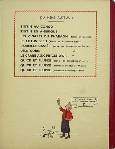 Verso de l'album Tintin Tome 8 Le sceptre d'Ottokar