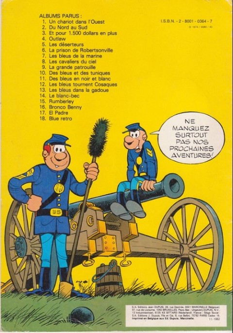 Verso de l'album Les Tuniques Bleues N° 5 Les déserteurs