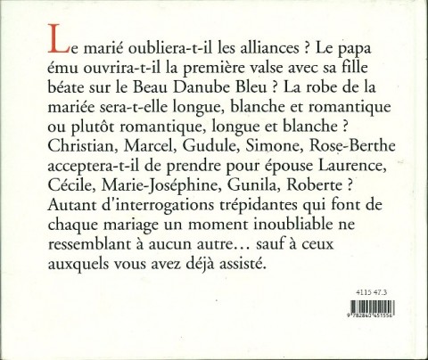 Verso de l'album de A à Z Le Mariage illustré de A à Z