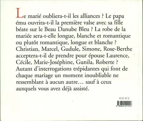Verso de l'album de A à Z Le Mariage illustré de A à Z