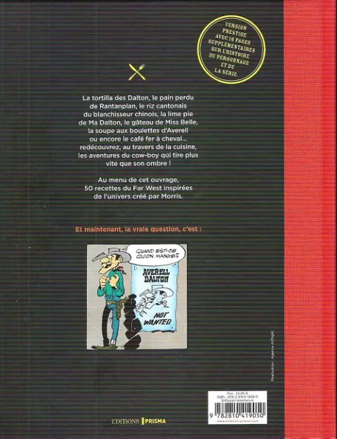 Verso de l'album Lucky Luke Recettes pour bien nourrir son cow-boy
