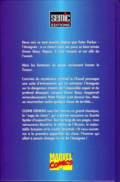 Verso de l'album Privilège Semic Tome 12 Spider-Man - Clone genesis
