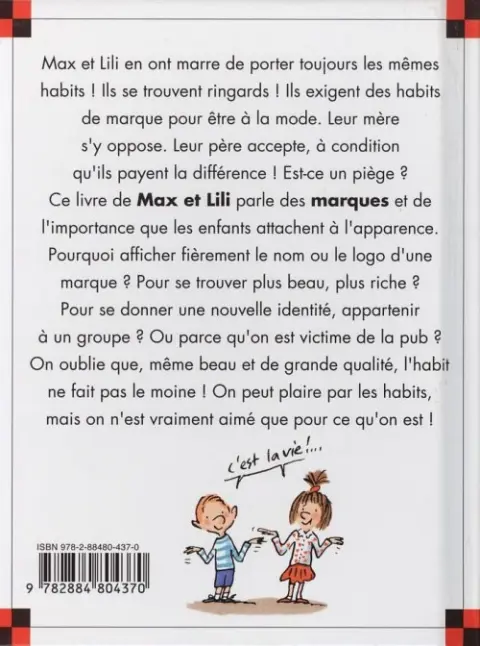 Verso de l'album Ainsi va la vie Tome 85 Max et Lili sont fans de marques