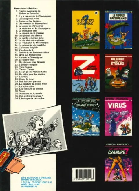 Verso de l'album Spirou et Fantasio Tome 15 Z comme Zorglub