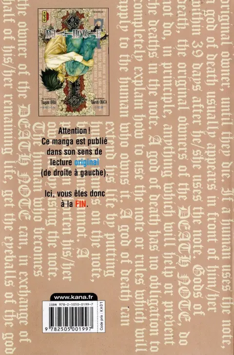 Verso de l'album Death note 7
