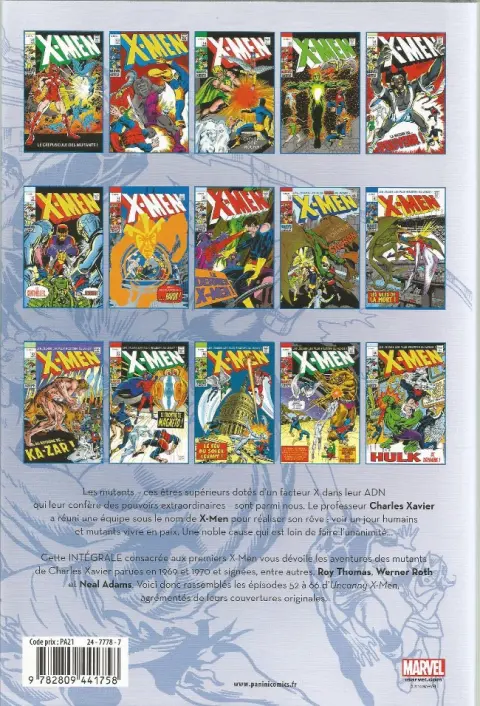 Verso de l'album X-Men L'intégrale Tome 21 1969-1970