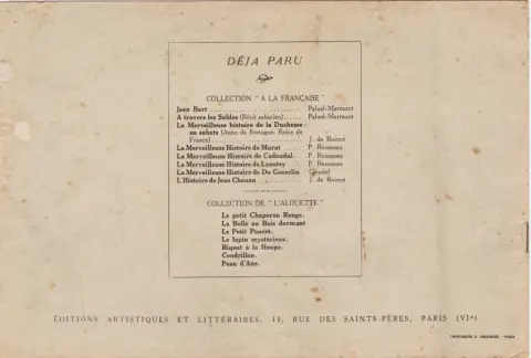 Verso de l'album La belle histoire de Surcouf