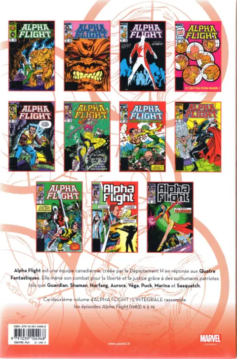 Verso de l'album Alpha Flight - L'Intégrale Tome 2 1984-1985