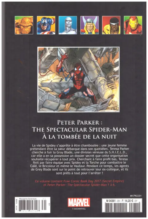 Verso de l'album Marvel Comics - La collection de référence Tome 231 Peter Parker : The Spectacular Spider-Man - A la tombée de la nuit