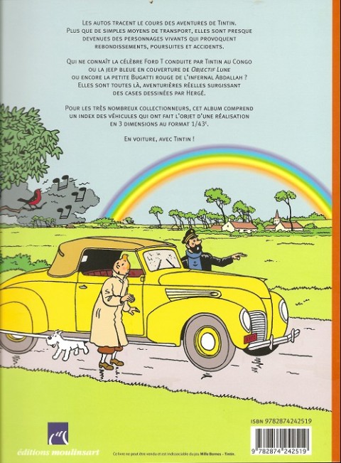Verso de l'album Tintin - Hergé - Les Autos