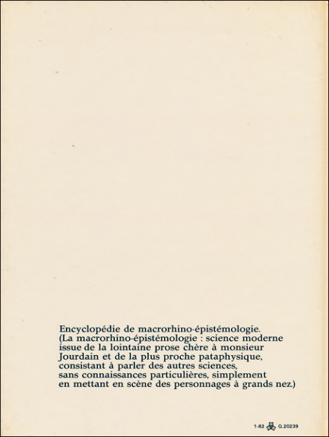 Verso de l'album Encyclopédie de Masse Tome 1 A-H