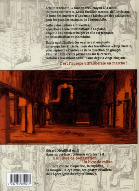 Verso de l'album Johnson m'a tuer - Journal de bord d'une usine en lutte