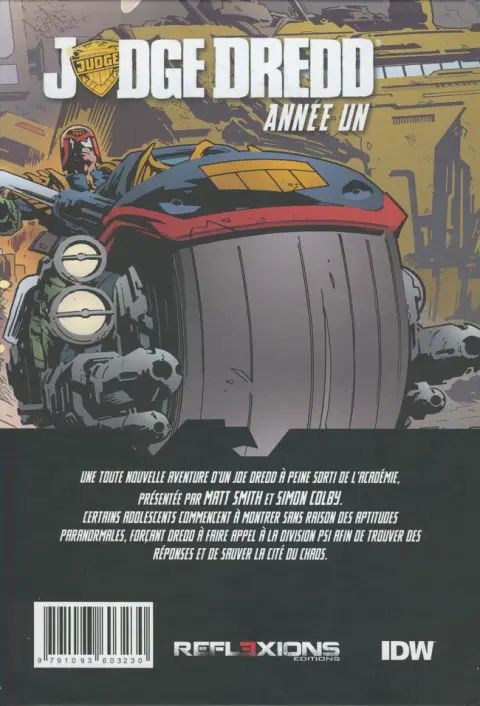 Verso de l'album Judge Dredd: Année un