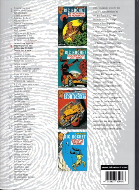 Verso de l'album Ric Hochet Intégrale Tome 5