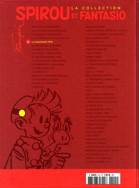 Verso de l'album Spirou et Fantasio La collection Tome 5 La mauvaise tête