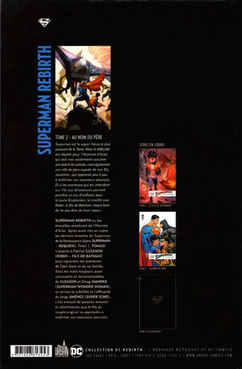 Verso de l'album Superman Rebirth Tome 2 Au nom du père