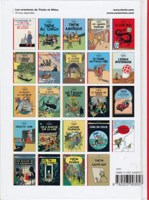 Verso de l'album Tintin Tome 3 Tintin en Amérique