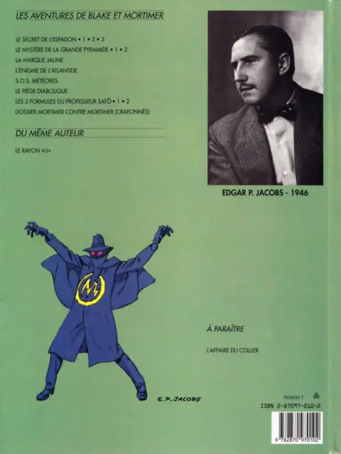 Verso de l'album Blake et Mortimer Tome 6 La marque jaune