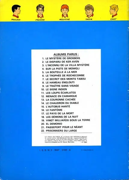 Verso de l'album La Patrouille des Castors Tome 3 L'inconnu de la Villa Mystère
