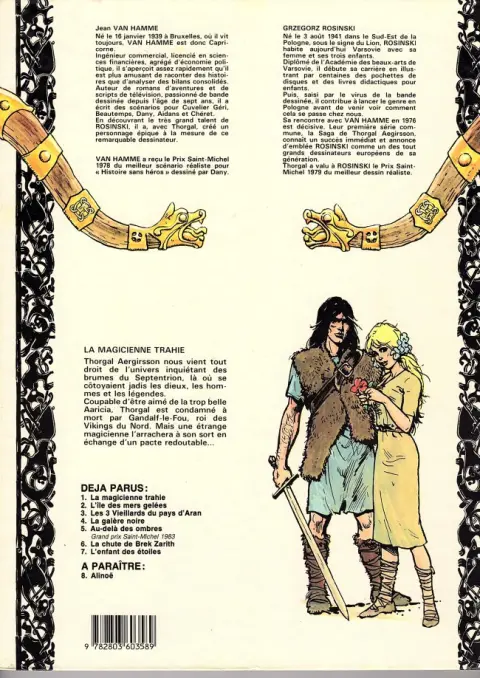 Verso de l'album Thorgal Tome 1 La Magicienne trahie