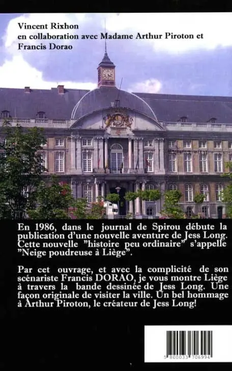 Verso de l'album Jess Long Liège dans la B.D. de Jess Long