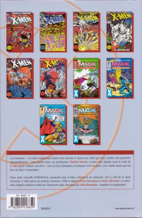 Verso de l'album X-Men L'intégrale Tome 20 1988 (I)
