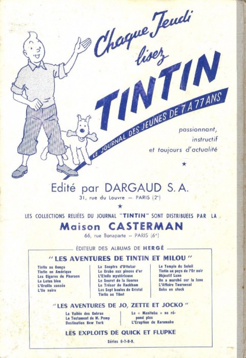 Verso de l'album Tintin Tome 47 Tintin album du journal (n° 626 à 635)
