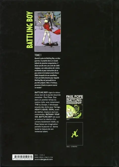 Verso de l'album Battling Boy Tome 1
