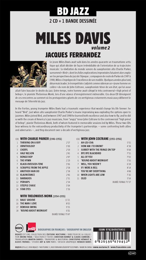 Verso de l'album BD Jazz Miles Davis - Volume 2