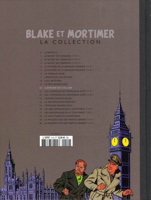 Verso de l'album Blake et Mortimer La Collection Tome 10 L'Affaire du collier