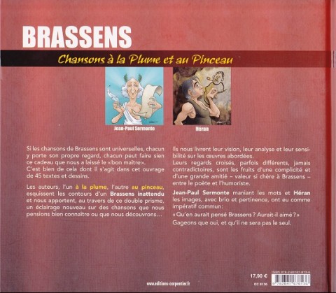 Verso de l'album Chansons à la plume et au pinceau 1 Brassens