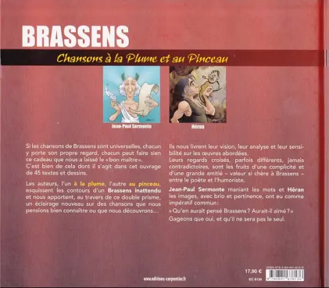 Verso de l'album Chansons à la plume et au pinceau 1 Brassens